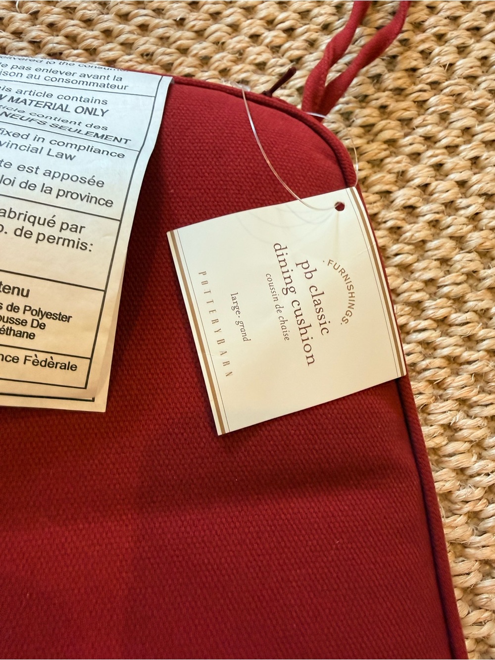 NWT Pottery Barn PB classic red dining cushions